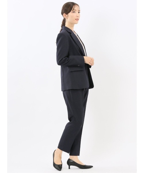 m.f.editorial(エムエフエディトリアル)の「【ストレッチ ウォッシャブル】タカキューレディース 1ボタン ジャケット + テーパード パンツ ビジネス セットアップ スーツ フランネル紺(スーツセット・レディース・ネイビー・SMALL/MEDIUM/LARGE/X-LARGE)」の7枚目の写真