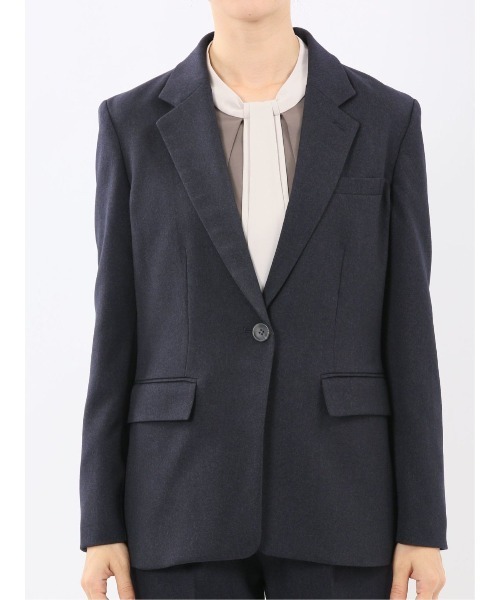m.f.editorial(エムエフエディトリアル)の「【ストレッチ ウォッシャブル】タカキューレディース 1ボタン ジャケット + テーパード パンツ ビジネス セットアップ スーツ フランネル紺(スーツセット・レディース・ネイビー・SMALL/MEDIUM/LARGE/X-LARGE)」の8枚目の写真