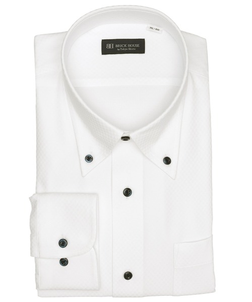 TOKYO SHIRTS(トウキョウシャツ)の「【吸水速乾】【COFREX】形態安定ノンアイロン ボタンダウン 長袖ビジネスワイシャツ(大きいサイズ・長いサイズ)(ビジネスシャツ・メンズ・ホワイト・首回り39cm-裄丈88cm/首回り41cm-裄丈90cm/首回り42cm-裄丈90cm/首回り45cm-裄丈82cm/首回り45cm-裄丈86cm/首回り45cm-裄丈90cm/首回り47cm-裄丈86cm/首回り47cm-裄丈90cm/首回り43cm-裄丈90cm)」の1枚目の写真