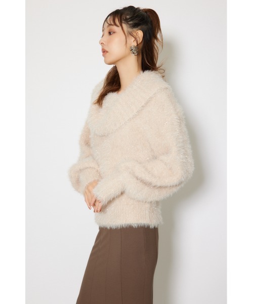 rienda(リエンダ)の「2WAYファーライクジャガードニットトップス 秋服 冬服(ニット/セーター・レディース・ピンク/ブラック/ベージュ・FREE)」の15枚目の写真