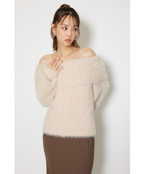 rienda(リエンダ)の「2WAYファーライクジャガードニットトップス 秋服 冬服(ニット/セーター・レディース・ピンク/ブラック/ベージュ・FREE)」の19枚目の写真
