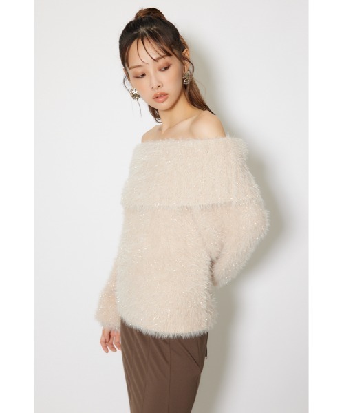 rienda(リエンダ)の「2WAYファーライクジャガードニットトップス 秋服 冬服(ニット/セーター・レディース・ピンク/ブラック/ベージュ・FREE)」の20枚目の写真