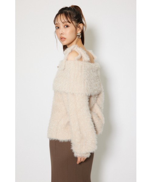 rienda(リエンダ)の「2WAYファーライクジャガードニットトップス 秋服 冬服(ニット/セーター・レディース・ピンク/ブラック/ベージュ・FREE)」の21枚目の写真