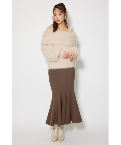 rienda(リエンダ)の「2WAYファーライクジャガードニットトップス 秋服 冬服(ニット/セーター・レディース・ピンク/ブラック/ベージュ・FREE)」の22枚目の写真