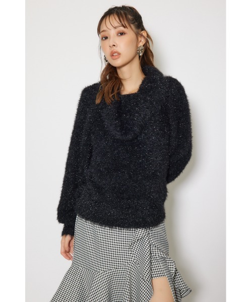 rienda(リエンダ)の「2WAYファーライクジャガードニットトップス 秋服 冬服(ニット/セーター・レディース・ピンク/ブラック/ベージュ・FREE)」の5枚目の写真
