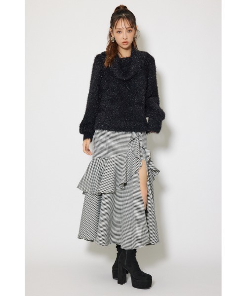 rienda(リエンダ)の「2WAYファーライクジャガードニットトップス 秋服 冬服(ニット/セーター・レディース・ピンク/ブラック/ベージュ・FREE)」の8枚目の写真