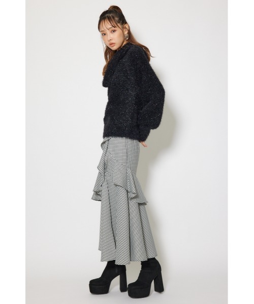 rienda(リエンダ)の「2WAYファーライクジャガードニットトップス 秋服 冬服(ニット/セーター・レディース・ピンク/ブラック/ベージュ・FREE)」の10枚目の写真