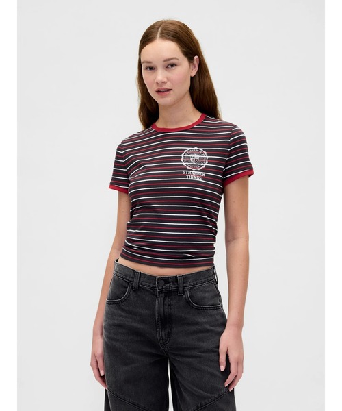 GAP(ギャップ)の「ストレンジャー・シングス オーガニックコットン ヴィンテージソフト クロップドTシャツ(Tシャツ/カットソー・レディース・マルチ/グレー・XS/S/M/L/XXS/XL)」の2枚目の写真
