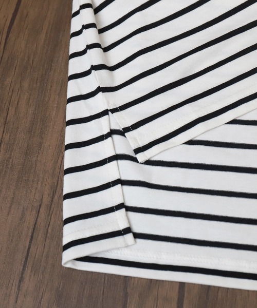 libelle more（リベル モア）の「ボーダーフレアスリーブビッグロンT / デイリー / 体型カバー（Tシャツ/カットソー・レディース・ブラック/ホワイト/グリーン/ボルドー・M）」の12枚目の写真