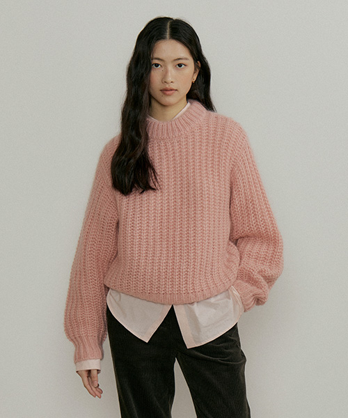 LINGSEOUL(リングソウル)の「kid mohair half neck knit-pink(ニット/セーター・レディース・ピンク・FREE)」の1枚目の写真