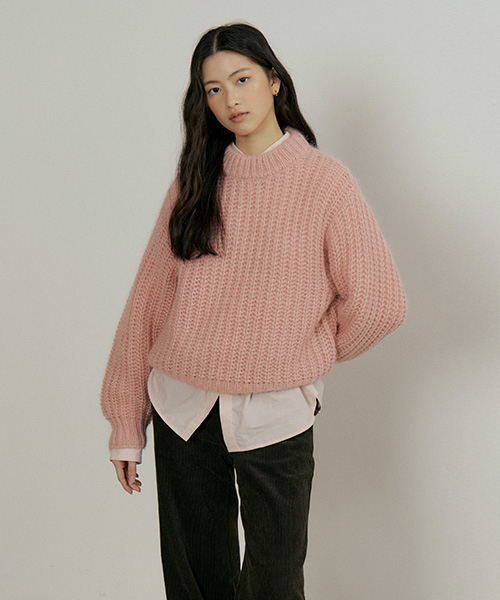 LINGSEOUL(リングソウル)の「kid mohair half neck knit-pink(ニット/セーター・レディース・ピンク・FREE)」の2枚目の写真