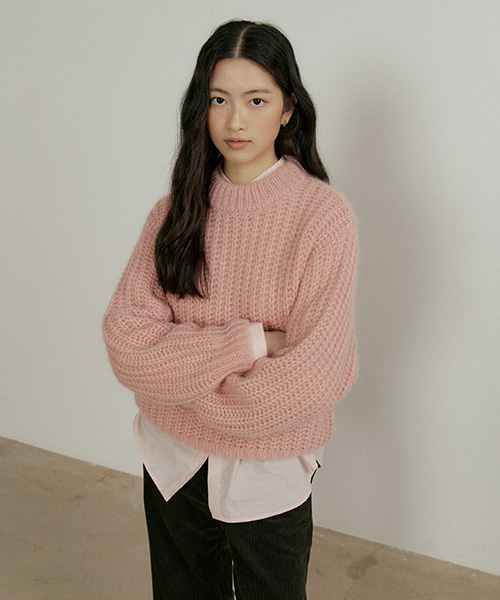 LINGSEOUL(リングソウル)の「kid mohair half neck knit-pink(ニット/セーター・レディース・ピンク・FREE)」の4枚目の写真