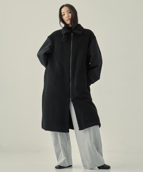 VACHEMENT(ヴァシュモン)の「【VACHEMENT/ヴァシュモン】リサイクルシェルタフタ×ボア(ロング)(その他アウター・レディース・ブラック/カーキ・FREE)」の3枚目の写真