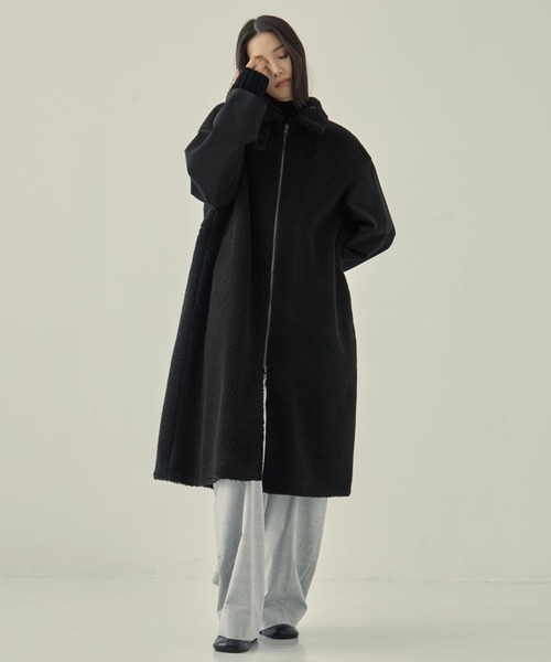 vachement アウター VACHEMENT/ヴァシュモン】リサイクルシェルタフタ×ボア(ロング