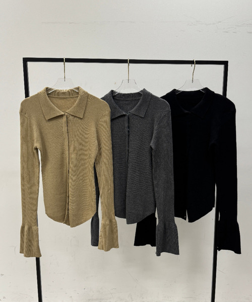 NUJOH(ヌゾ)の「Volume Sleeve Knit Top / ボリュームスリーブニットトップ(カーディガン/ボレロ・レディース・ベージュ/ブラック/チャコールグレー・FREE)」の14枚目の写真