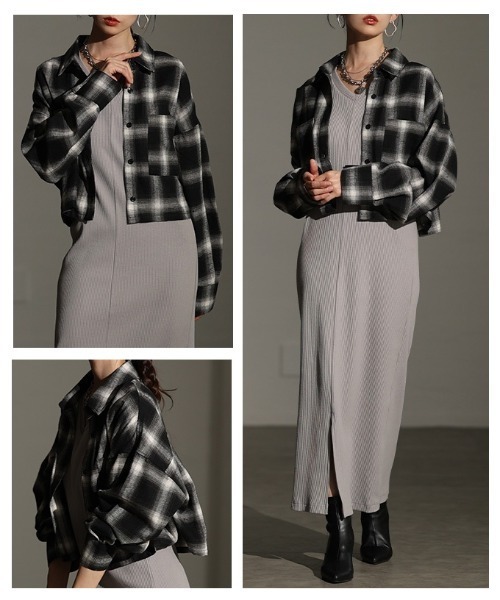 Sawa a la mode(サワアラモード)の「トラッドチェック柄クロップドシャツ(シャツ/ブラウス・レディース・ブラウン/ブラック/アイボリー・FREE)」の20枚目の写真