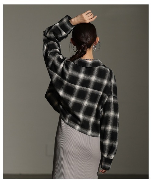 Sawa a la mode(サワアラモード)の「トラッドチェック柄クロップドシャツ(シャツ/ブラウス・レディース・ブラウン/ブラック/アイボリー・FREE)」の21枚目の写真