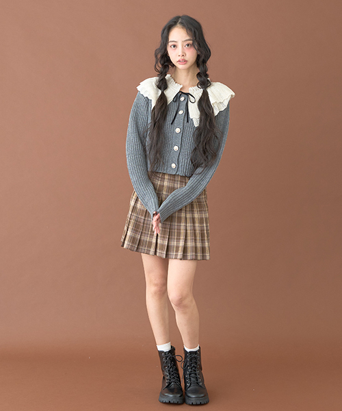 Mi-je(ミジェ)の「ダブルベルトプリーツスカート【韓国ファッション】(スカート・レディース・ブラック/カラフル・M/S)」の10枚目の写真