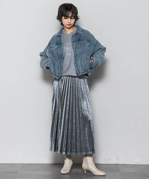 MAYSON GREY(メイソングレイ)の「【WEB限定】ストレッチベロアプリーツスカート≪手洗い可能≫(スカート・レディース・チャコールグレー/ブラック/ブラウン・M)」の13枚目の写真