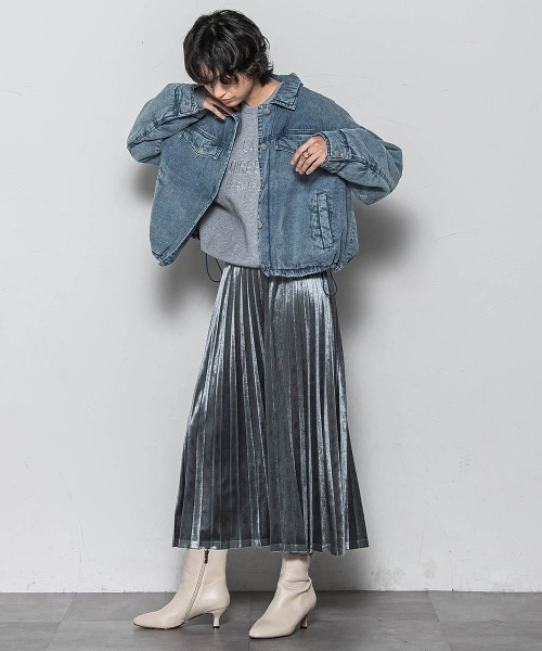 MAYSON GREY(メイソングレイ)の「【WEB限定】ストレッチベロアプリーツスカート≪手洗い可能≫(スカート・レディース・チャコールグレー/ブラック/ブラウン・M)」の14枚目の写真