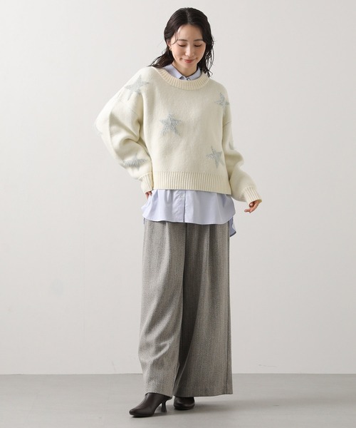 Gready Brilliant（グレディブリリアン）の「ファースタージャガードクルーネックニット（ニット/セーター・レディース・ホワイト×グレー/グレー系・FREE）」の17枚目の写真