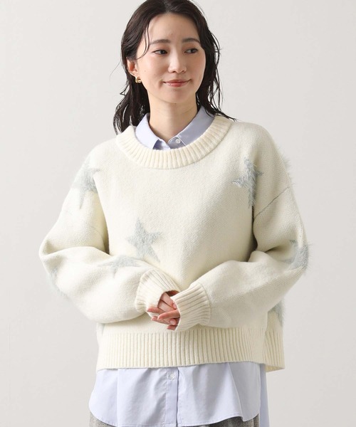 Gready Brilliant（グレディブリリアン）の「ファースタージャガードクルーネックニット（ニット/セーター・レディース・ホワイト×グレー/グレー系・FREE）」の18枚目の写真