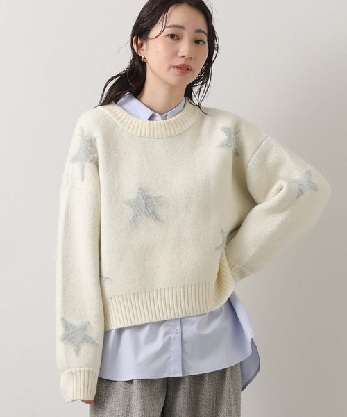 Gready Brilliant（グレディブリリアン）の「ファースタージャガードクルーネックニット（ニット/セーター・レディース・ホワイト×グレー/グレー系・FREE）」の21枚目の写真