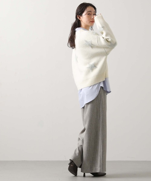 Gready Brilliant（グレディブリリアン）の「ファースタージャガードクルーネックニット（ニット/セーター・レディース・ホワイト×グレー/グレー系・FREE）」の15枚目の写真