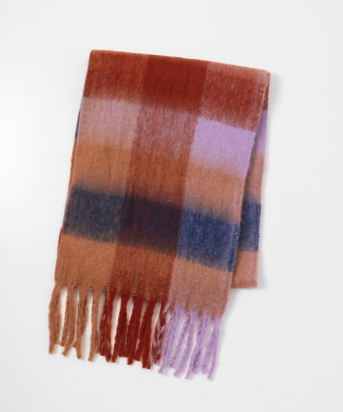 URBAN RESEARCH Sonny Label（アーバンリサーチサニーレーベル）の「フラッフィーボリュームチェックマフラー（マフラー・レディース・グリーン系その他/オレンジ系その他/ブラウン系その他・ONE）」の5枚目の写真