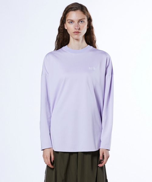 ESSENTIAL（エッセンシャル）の「ハイゲージ バックナンバーロンT（Tシャツ/カットソー・レディース・オフホワイト/ブラック/パープル・FREE）」の3枚目の写真