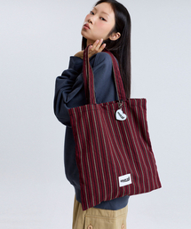 MACNI（マクニ）の「HEART STRIPE ECO BAG RED（エコバッグ/サブバッグ）」