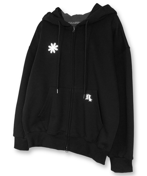 DAMISH(ダミシュ)の「シンボルロゴツーウェイフードジップアップ_ブラック(パーカー・レディース・ブラック・SMALL/MEDIUM)」の3枚目の写真