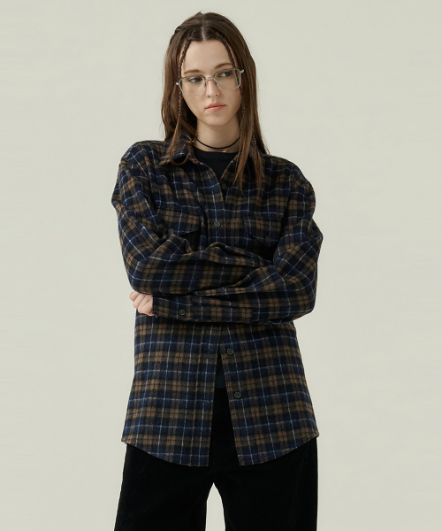 VOYONN(ボヨン)の「起毛ウールチェックアウターシャツ0166(シャツ/ブラウス・レディース・ブラウン系その他・MEDIUM/LARGE)」の2枚目の写真