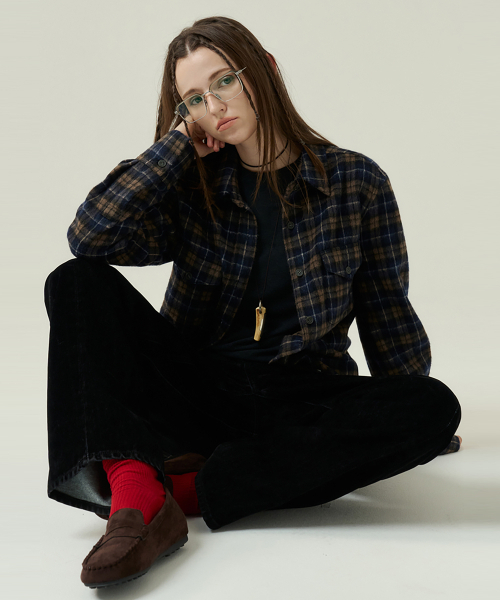 VOYONN(ボヨン)の「起毛ウールチェックアウターシャツ0166(シャツ/ブラウス・レディース・ブラウン系その他・MEDIUM/LARGE)」の3枚目の写真