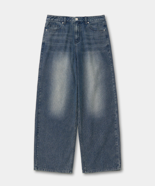 EXCONTAINER(エックスコンテナ)の「コーデュロイワイドデニムパンツ (WASHED BLUE)(デニムパンツ・メンズ・その他・MEDIUM/LARGE/X-LARGE/SMALL)」の1枚目の写真