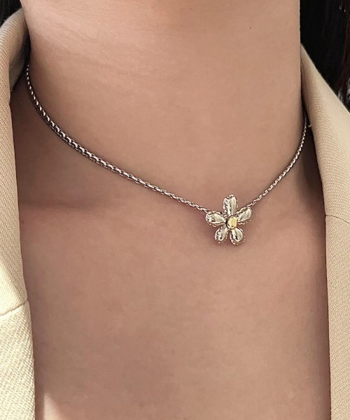 MASHIRO】フラワーモチーフチェーンチョーカーネックレス(MA/EK479