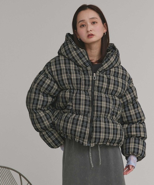 セール】チェック ダウンジャケット（ダウンジャケット/コート）｜ad