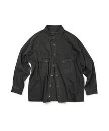 (BASE) HERRINGBONE WASHED POCKET SHIRT (BLACK)