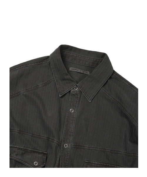 ETCE（イーティーシーイー）の「(BASE) HERRINGBONE WASHED POCKET SHIRT (BLACK)（シャツ/ブラウス・メンズ・その他・X-LARGE/MEDIUM/LARGE）」の3枚目の写真