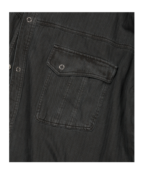 ETCE（イーティーシーイー）の「(BASE) HERRINGBONE WASHED POCKET SHIRT (BLACK)（シャツ/ブラウス・メンズ・その他・X-LARGE/MEDIUM/LARGE）」の4枚目の写真