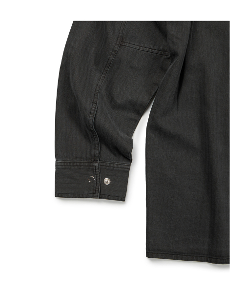 ETCE（イーティーシーイー）の「(BASE) HERRINGBONE WASHED POCKET SHIRT (BLACK)（シャツ/ブラウス・メンズ・その他・X-LARGE/MEDIUM/LARGE）」の6枚目の写真