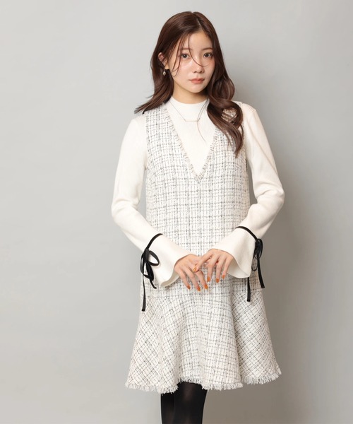 アプワイザーリッシェ フレア ツイード ジャンスカ オフホワイト