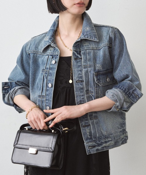 LOUNGEDRESS(ラウンジドレス)の「ヴィンテージライクデニムジャケット(デニムジャケット・レディース・ブルー・FREE)」の1枚目の写真