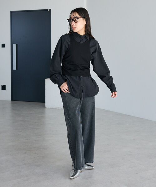 CRAFT STANDARD BOUTIQUE（クラフトスタンダードブティック）の「2点セット/レイヤードタンクトップシャツ（シャツ/ブラウス・レディース・ブラック/アイボリー/チャコールグレー・FREE）」の8枚目の写真