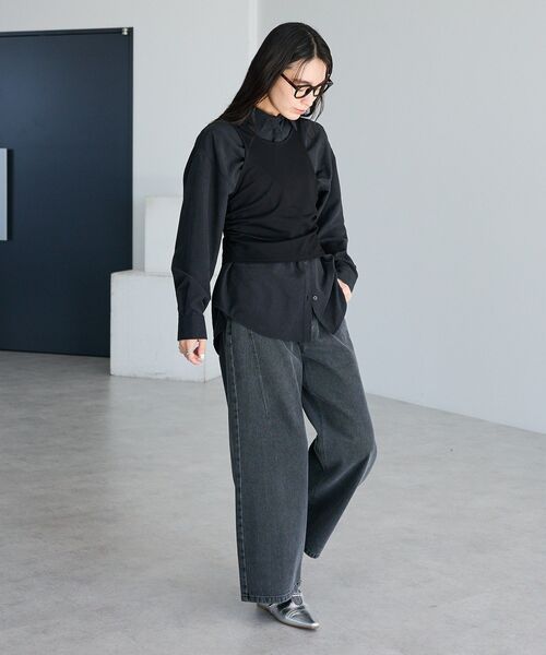 CRAFT STANDARD BOUTIQUE（クラフトスタンダードブティック）の「2点セット/レイヤードタンクトップシャツ（シャツ/ブラウス・レディース・ブラック/アイボリー/チャコールグレー・FREE）」の9枚目の写真