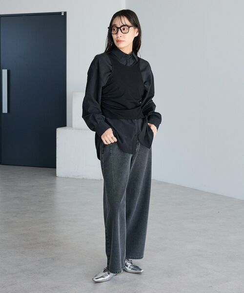 CRAFT STANDARD BOUTIQUE（クラフトスタンダードブティック）の「2点セット/レイヤードタンクトップシャツ（シャツ/ブラウス・レディース・ブラック/アイボリー/チャコールグレー・FREE）」の10枚目の写真
