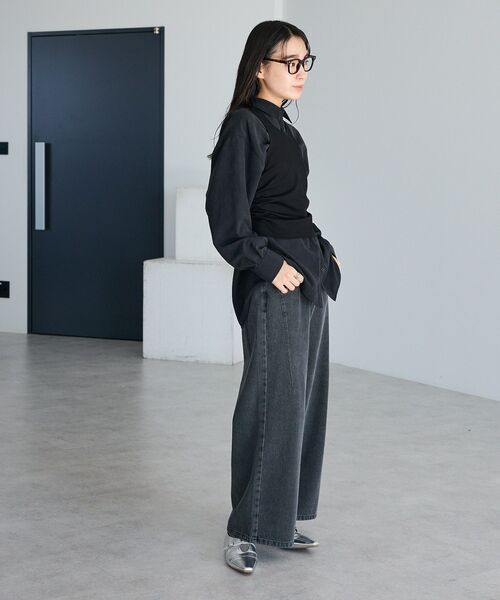 CRAFT STANDARD BOUTIQUE（クラフトスタンダードブティック）の「2点セット/レイヤードタンクトップシャツ（シャツ/ブラウス・レディース・ブラック/アイボリー/チャコールグレー・FREE）」の11枚目の写真