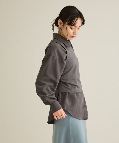 CRAFT STANDARD BOUTIQUE（クラフトスタンダードブティック）の「2点セット/レイヤードタンクトップシャツ（シャツ/ブラウス・レディース・ブラック/アイボリー/チャコールグレー・FREE）」の13枚目の写真