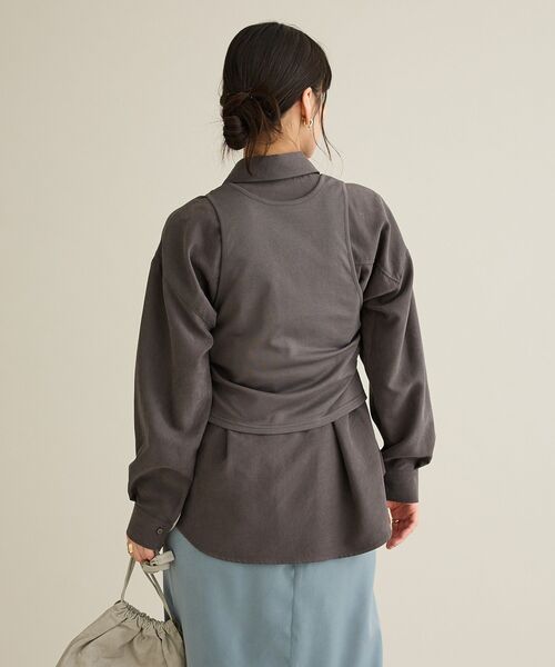 CRAFT STANDARD BOUTIQUE（クラフトスタンダードブティック）の「2点セット/レイヤードタンクトップシャツ（シャツ/ブラウス・レディース・ブラック/アイボリー/チャコールグレー・FREE）」の14枚目の写真