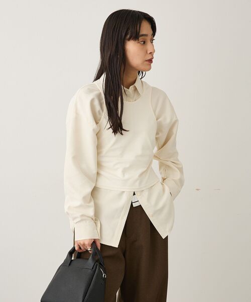CRAFT STANDARD BOUTIQUE（クラフトスタンダードブティック）の「2点セット/レイヤードタンクトップシャツ（シャツ/ブラウス・レディース・ブラック/アイボリー/チャコールグレー・FREE）」の18枚目の写真